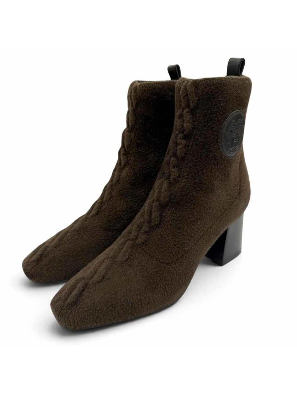 Hermes Voltige Leather Use Ex-Libris Short Boots Dark Brown